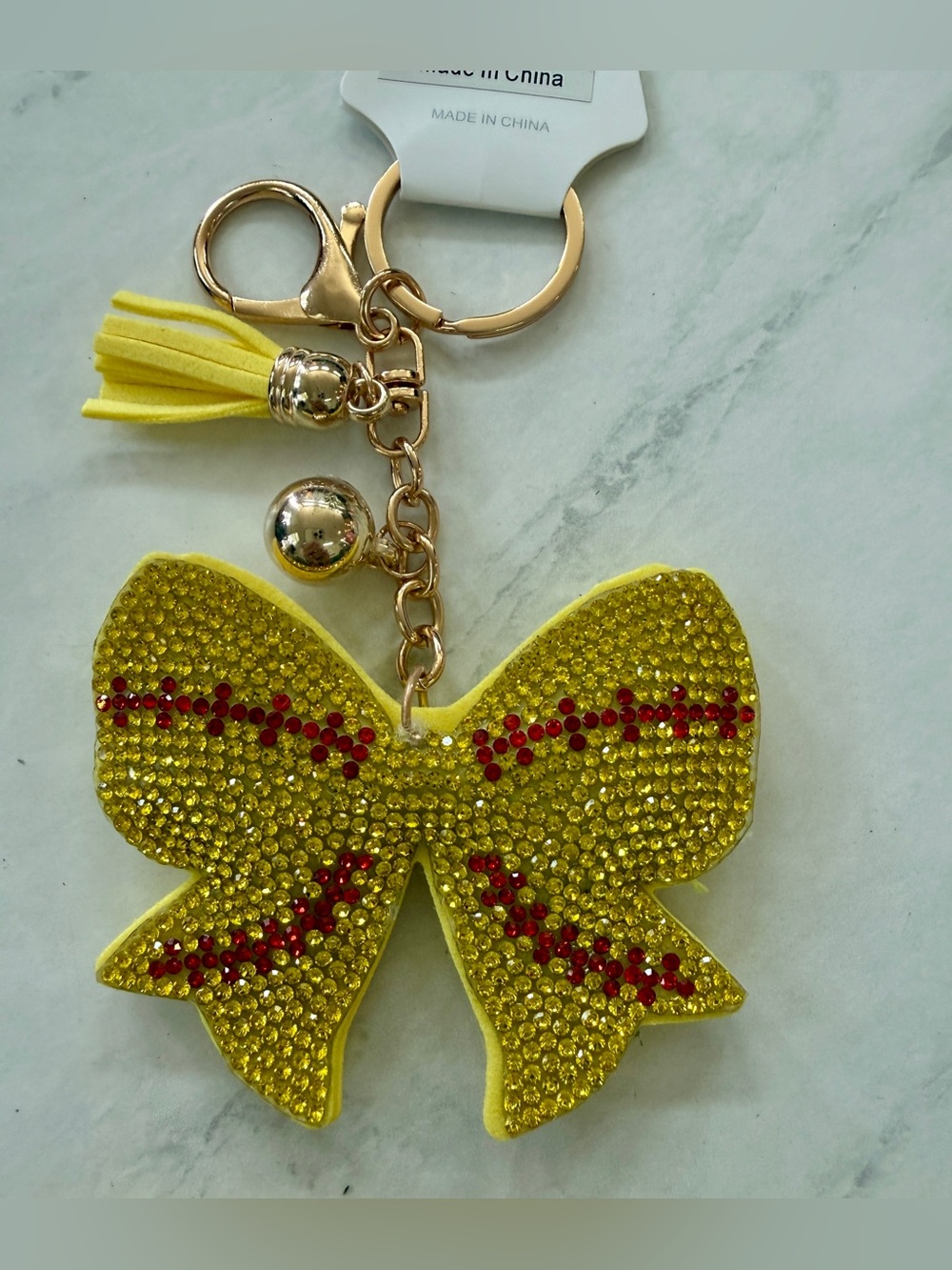 ✨ NWT Gameday Softball Bow Rhinestone Puffy Keychain Bag Charm ✨